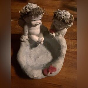 Charming Cherub Stone Bowl - Gray with angels “creamsicles” brand